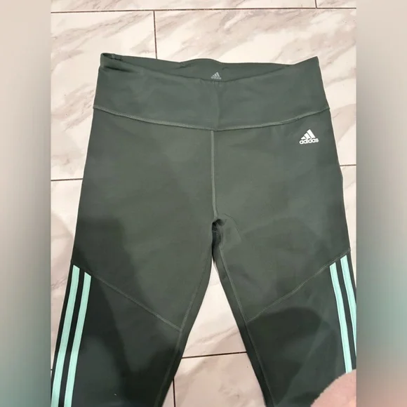 Green adidas 3-stripe leggings, SIZE: L - Picture 5 of 8